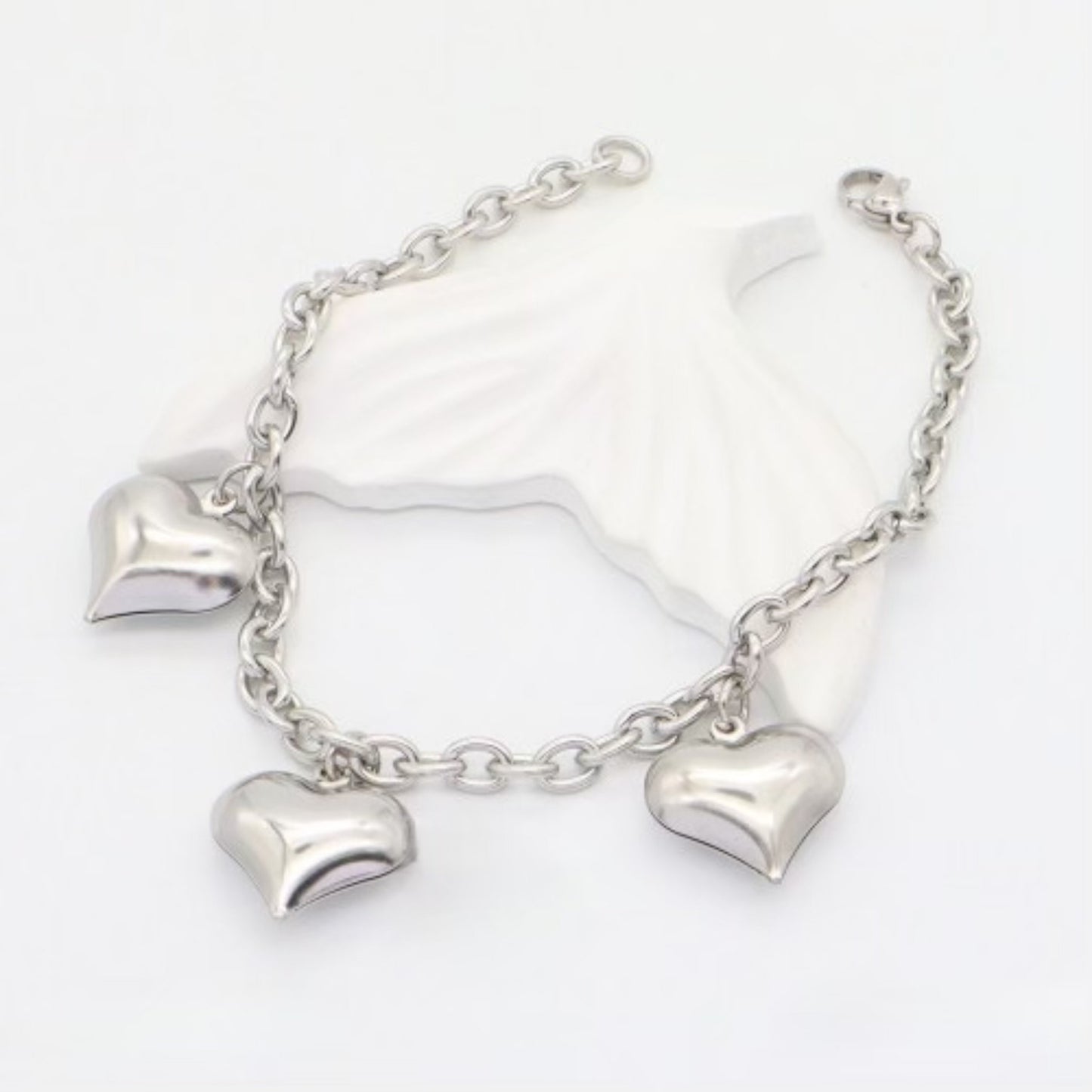 Silver Bracelet with Heart Charm – Stainless Steel